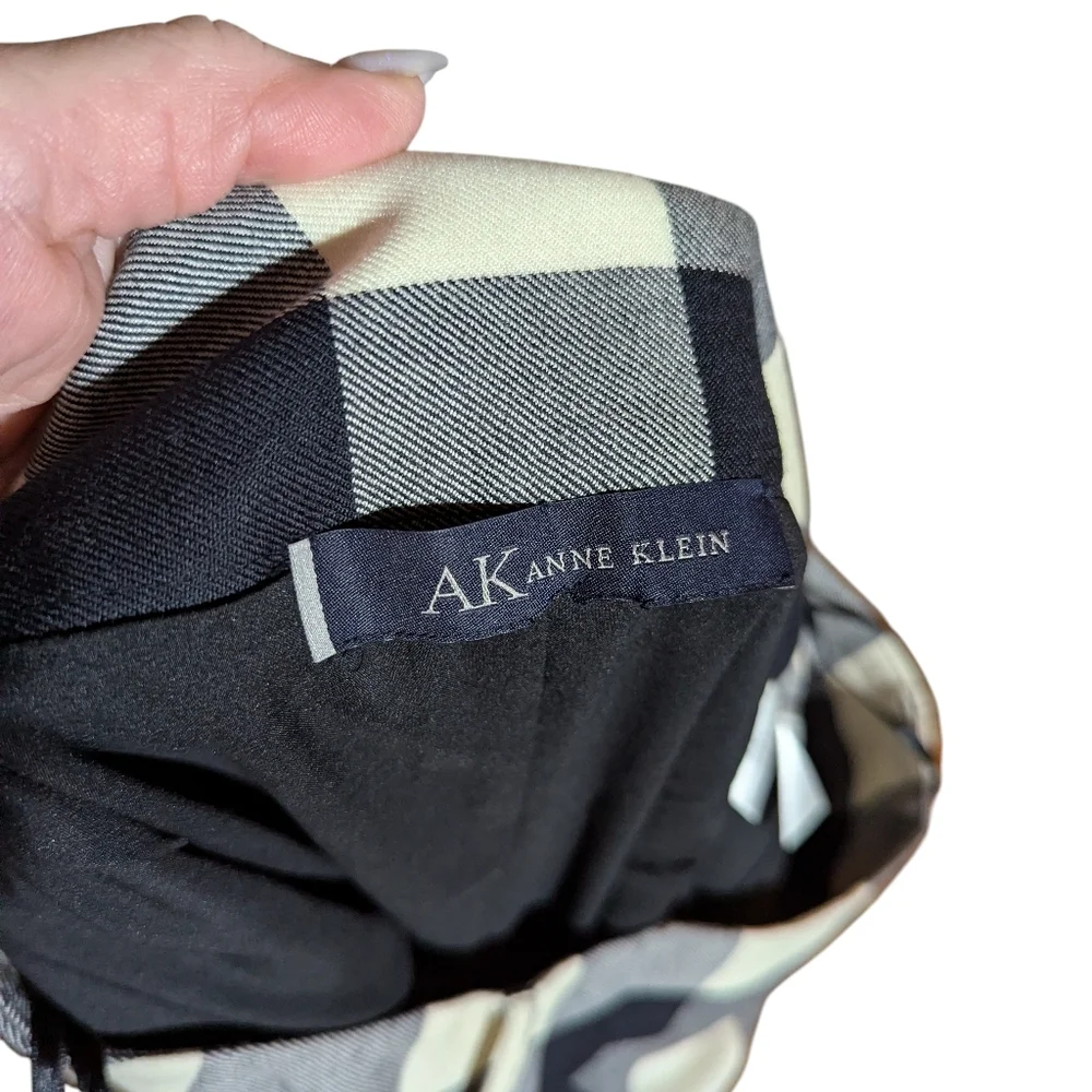 Anne Klein Plaid Wool Skirt Midi Zip Back Preppy Cottagecore Career Sz L - Picture 3 of 7
